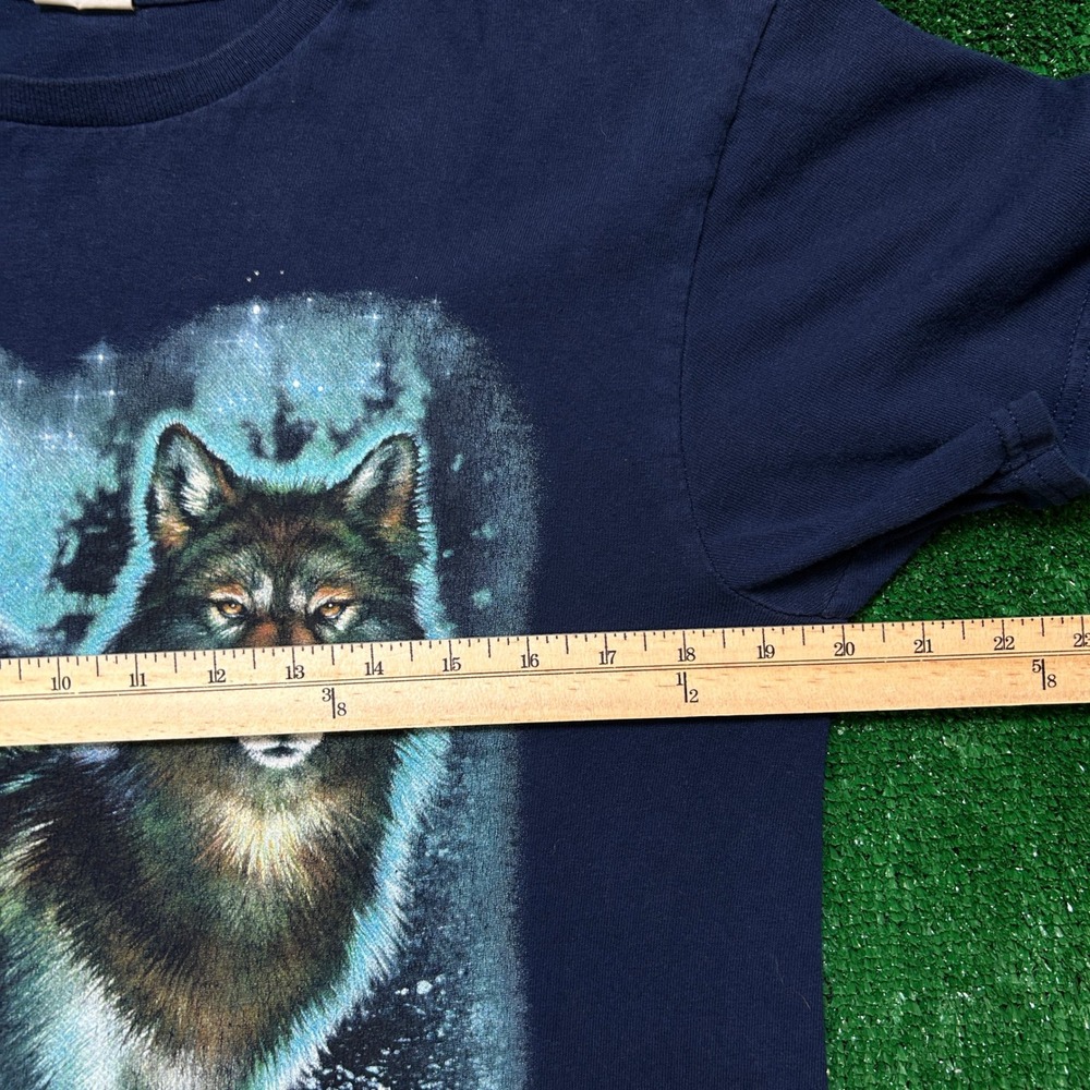 Delta Wolf Graphic T-Shirt‎ Mens M Navy Blue Trimmed Raw Hem Cropped Nature - Picture 4 of 10